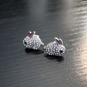 Dainty Silver Bunny Stud Earrings